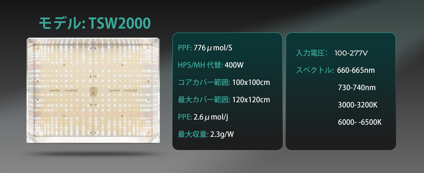 2024モデル MARS HYDRO TSW2000 (範囲120×120cm / 300w)