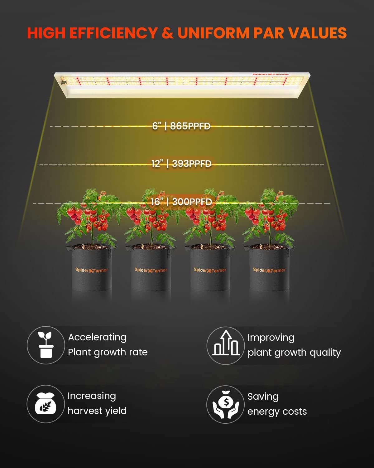 "Spider Farmer"SF-2000 with plant dimming LED dimming function 200w 3000K 5000K 660nm IR760nm