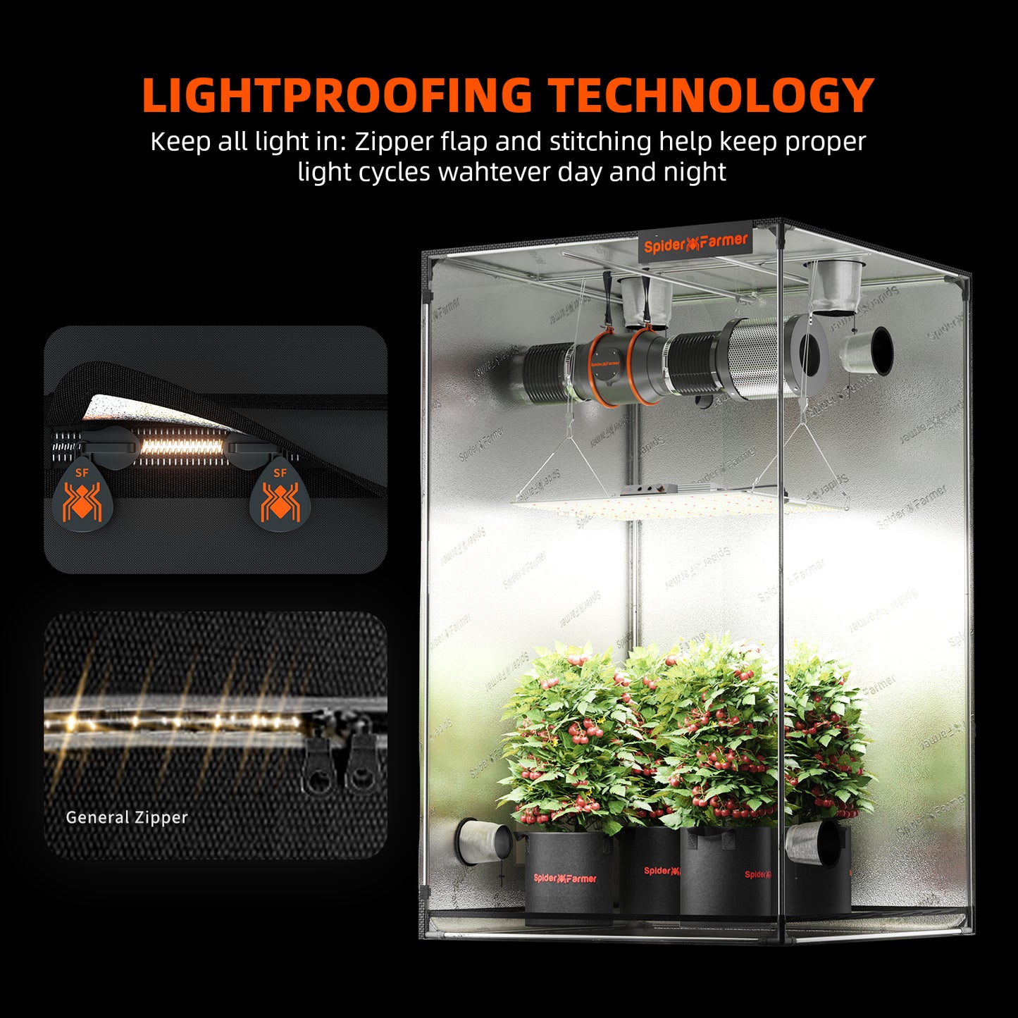 "Spider Farmer"Glow tent 140*70*200cm for indoor hydroponics